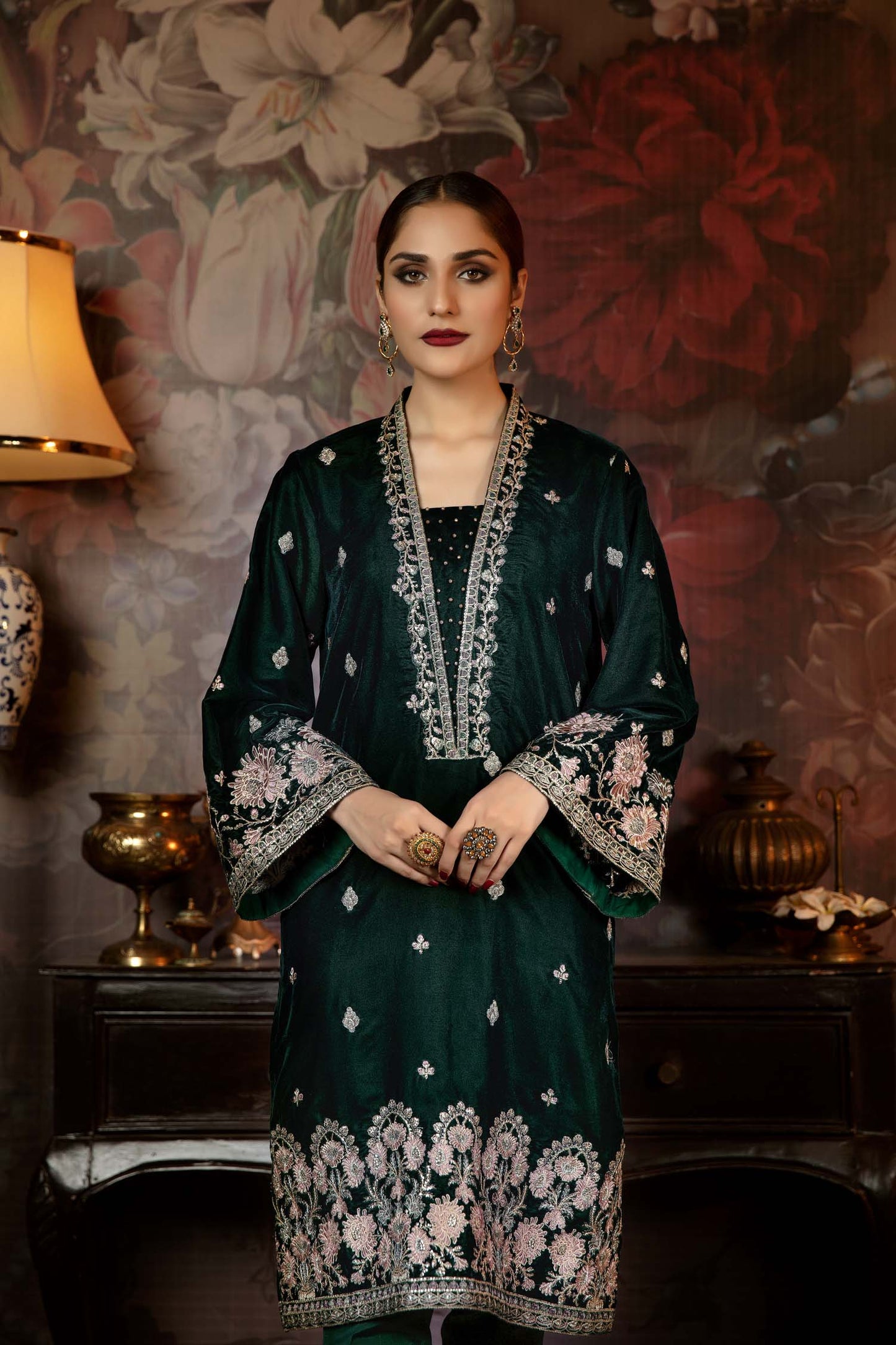 Florian - Embroidered Velvet 2PC Stitched