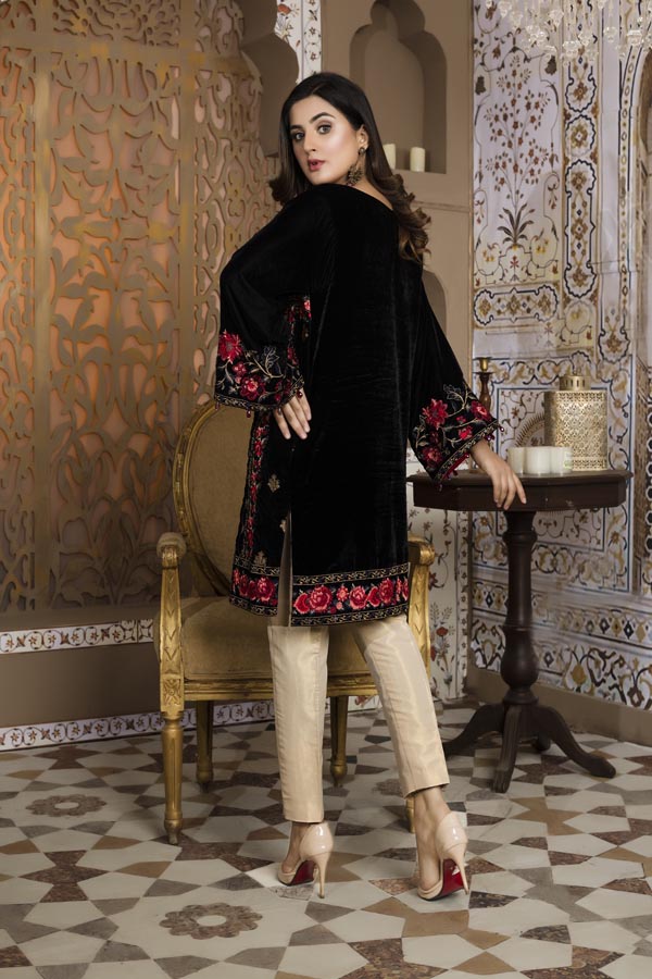 Black 02 -  Embroidered Velvet Un Stitched (2 Piece)