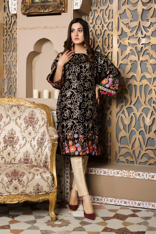 Brown 02 -  Embroidered Velvet Un Stitched (2 Piece)