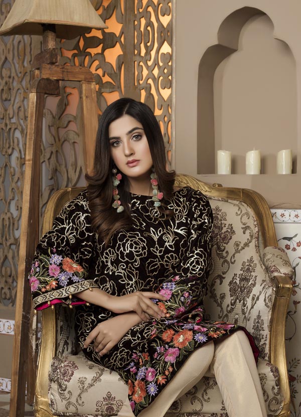 Brown 02 -  Embroidered Velvet Un Stitched (2 Piece)