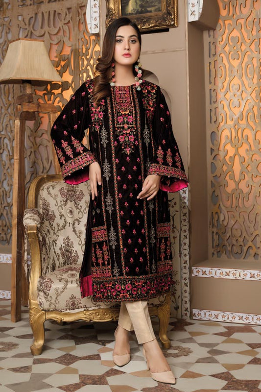 Black 05 -  Embroidered Velvet Un Stitched (2 Piece)
