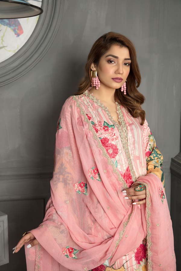 CASTOR BEAN - Digital Printed and Embroidered Lawn