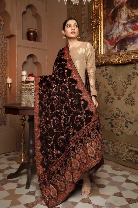 Cosmic - Embroidered Velvet Shawl