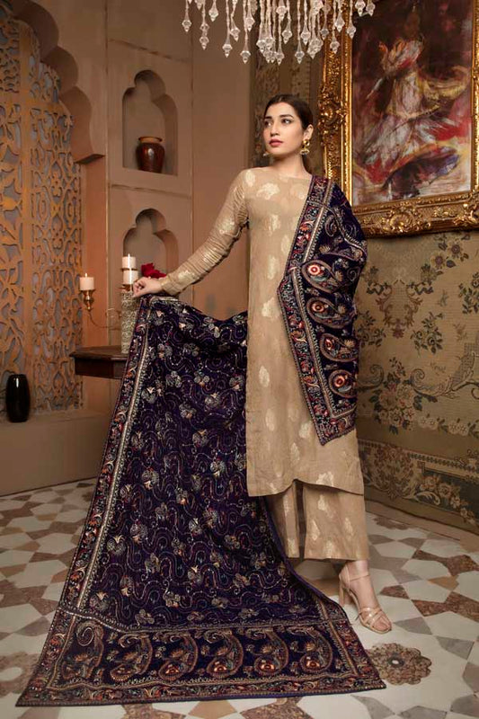 Dutch Violet - Embroidered Velvet Shawl