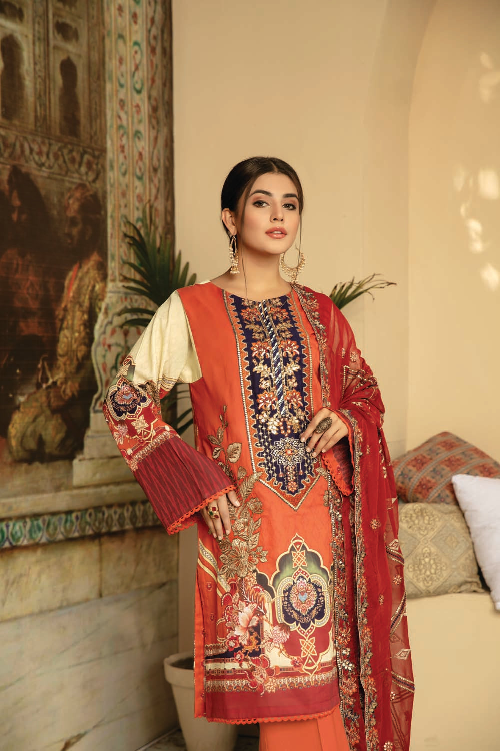 Orizin - Digital Printed And Embroidered Suvic Lawn