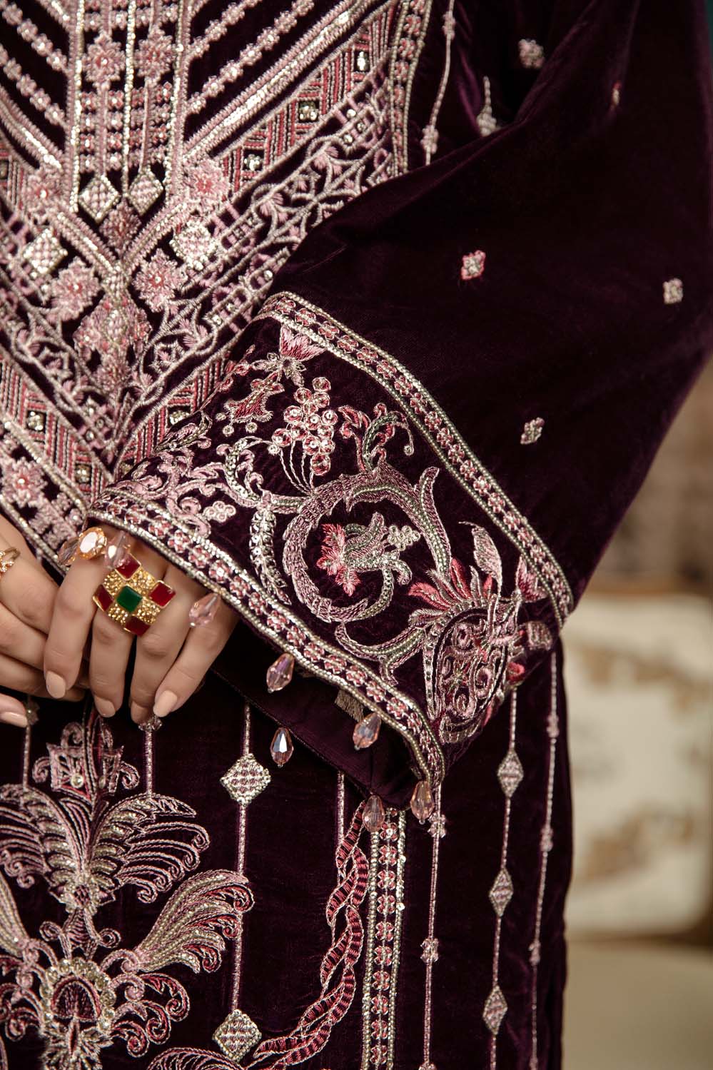 Firm Wall - Stitched Embroidered Velvet 2PC