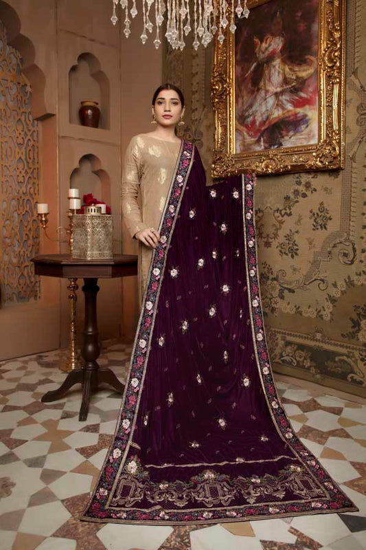 Eminence - Embroidered Velvet Shawl