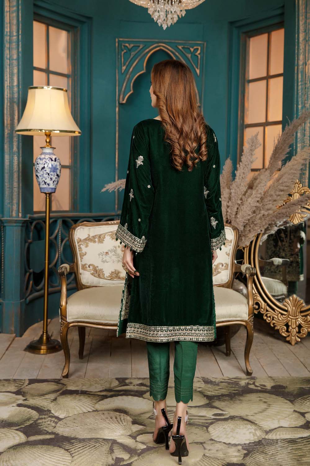 Pale Green - Stitched Embroidered Velvet 2PC