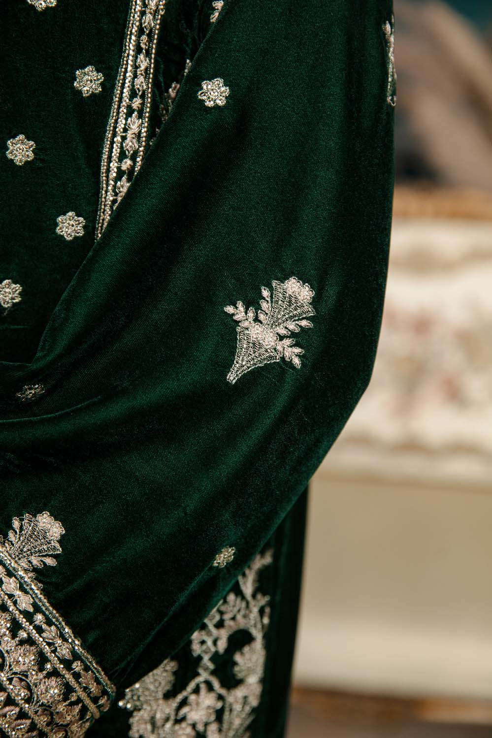 Pale Green - Stitched Embroidered Velvet 2PC