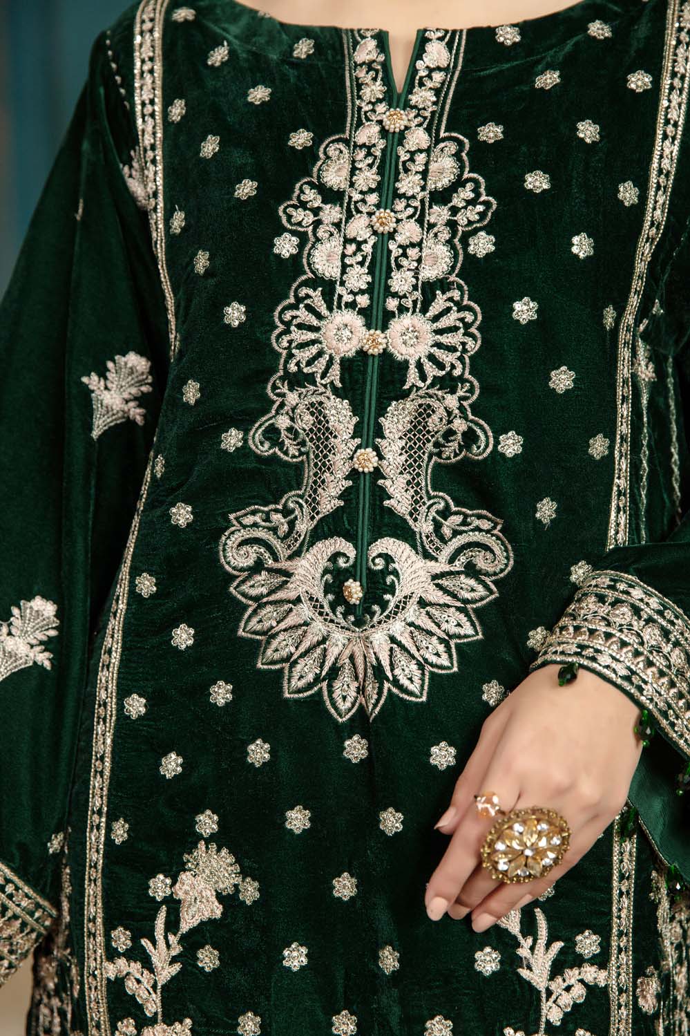 Pale Green - Stitched Embroidered Velvet 2PC