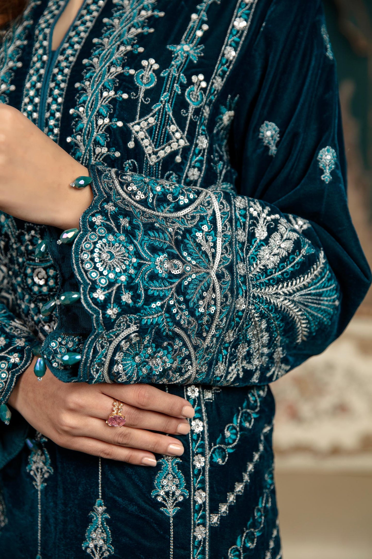 Piled - Stitched Embroidered Velvet 2PC