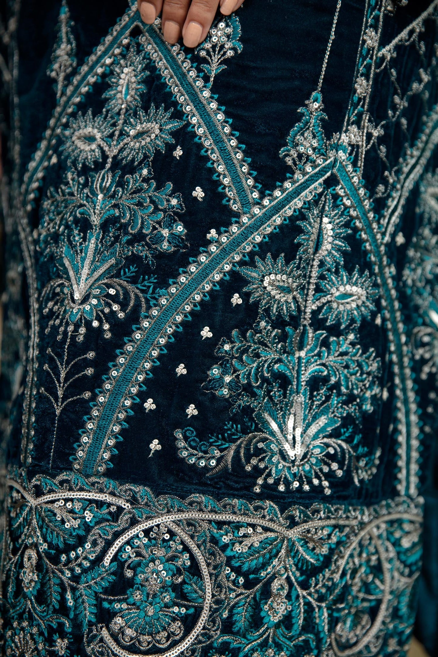 Piled - Stitched Embroidered Velvet 2PC