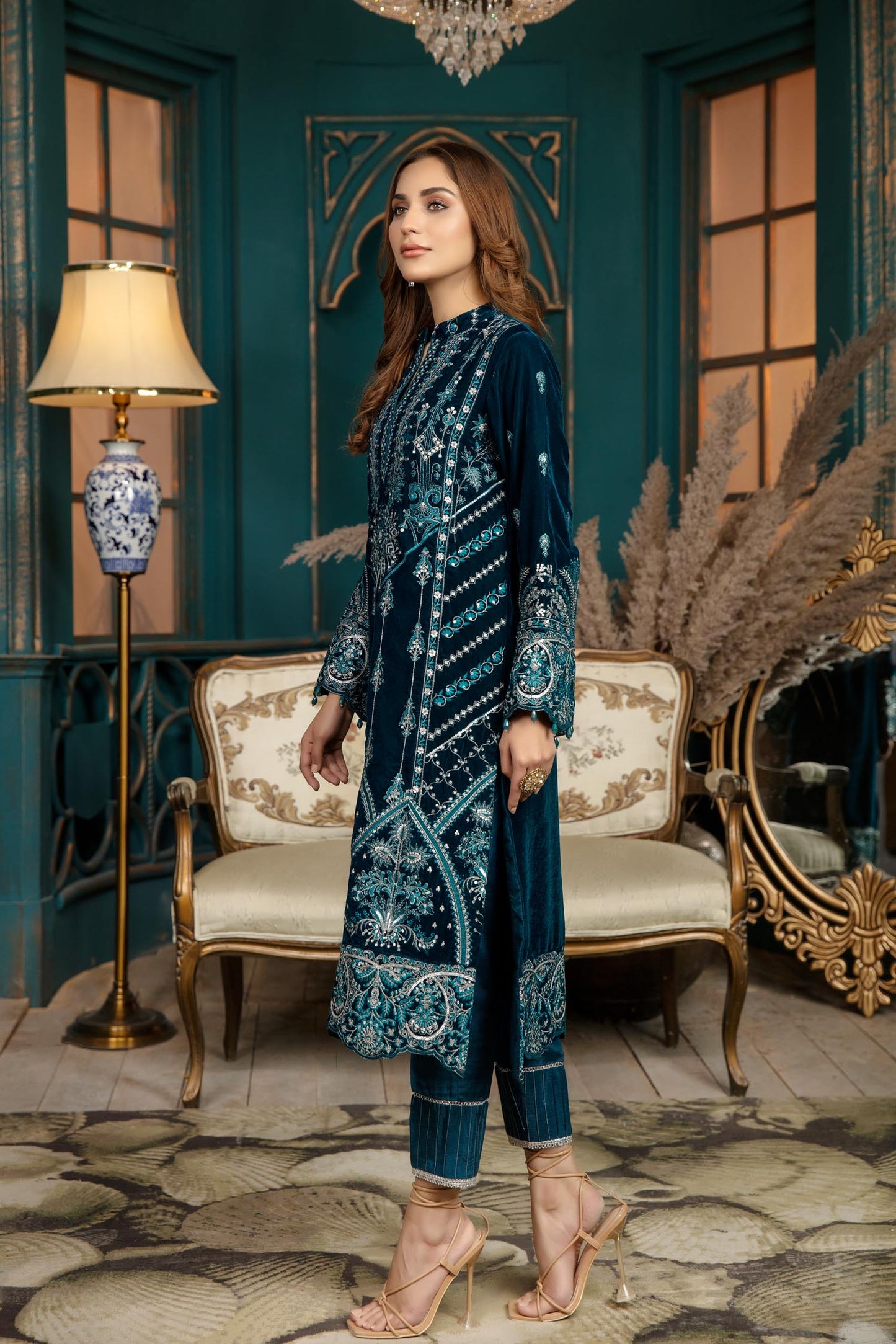 Piled - Stitched Embroidered Velvet 2PC