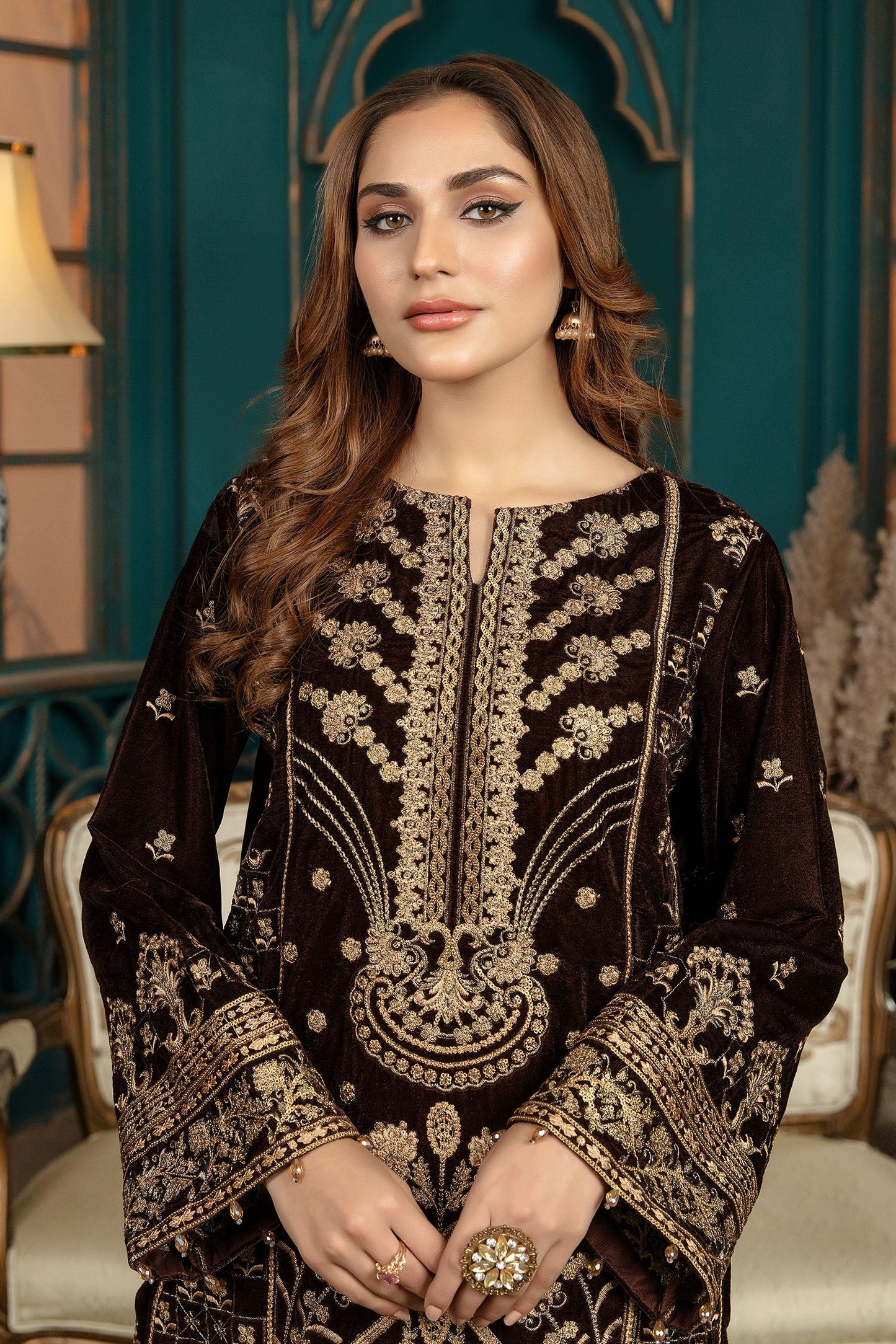 Chelin - Stitched Embroidered Velvet 2PC