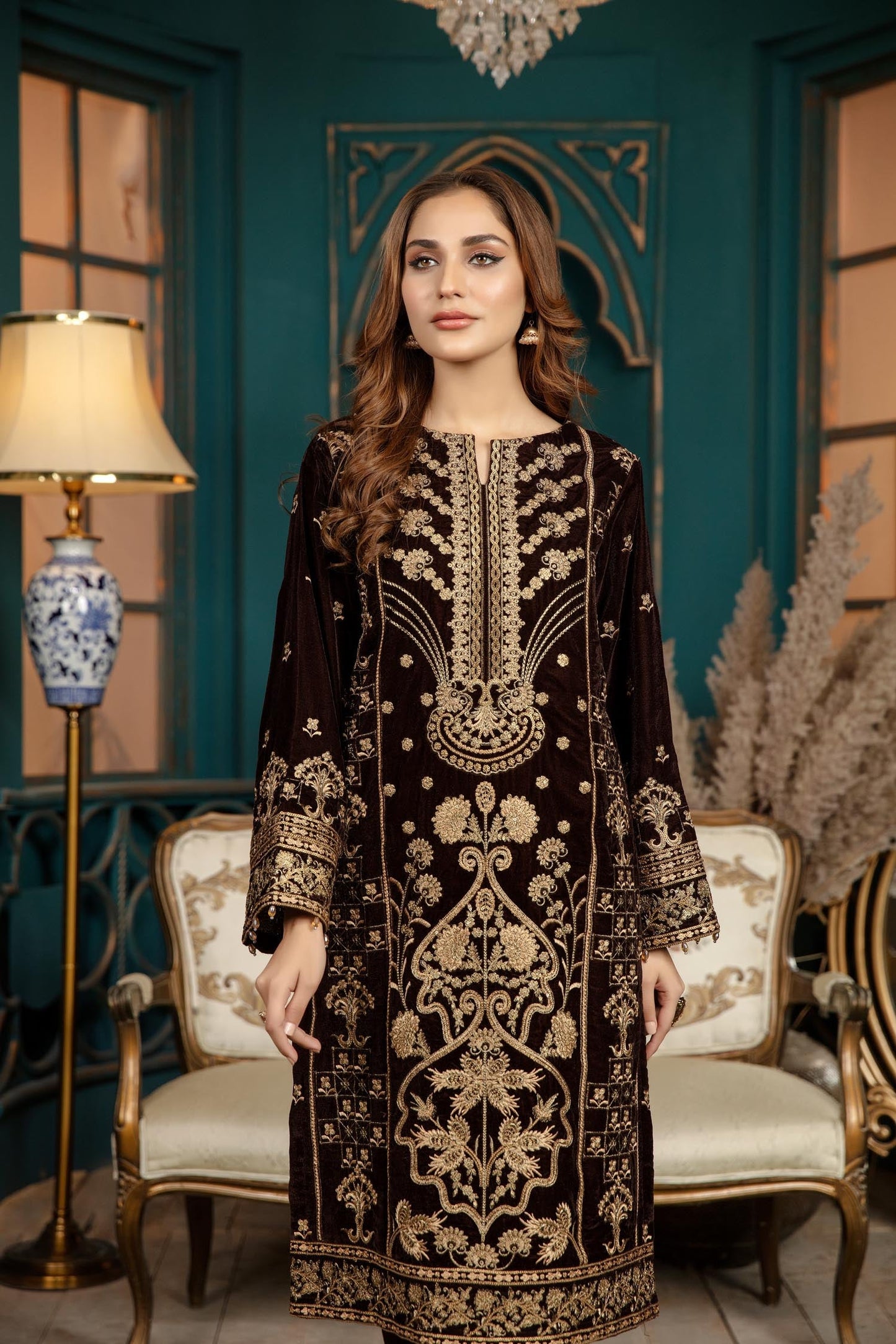 Chelin - Stitched Embroidered Velvet 2PC