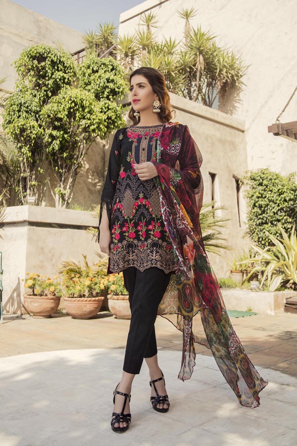 Black - Embroidered Lawn Collection UN-Stitched (3 Piece)