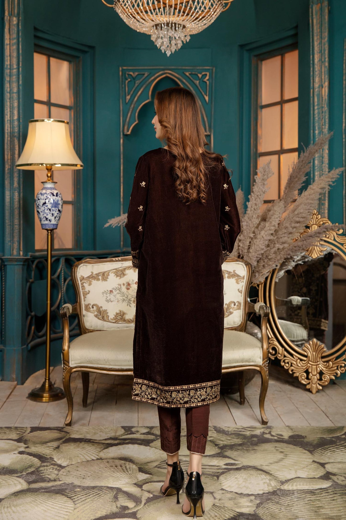 Chelin - Stitched Embroidered Velvet 2PC