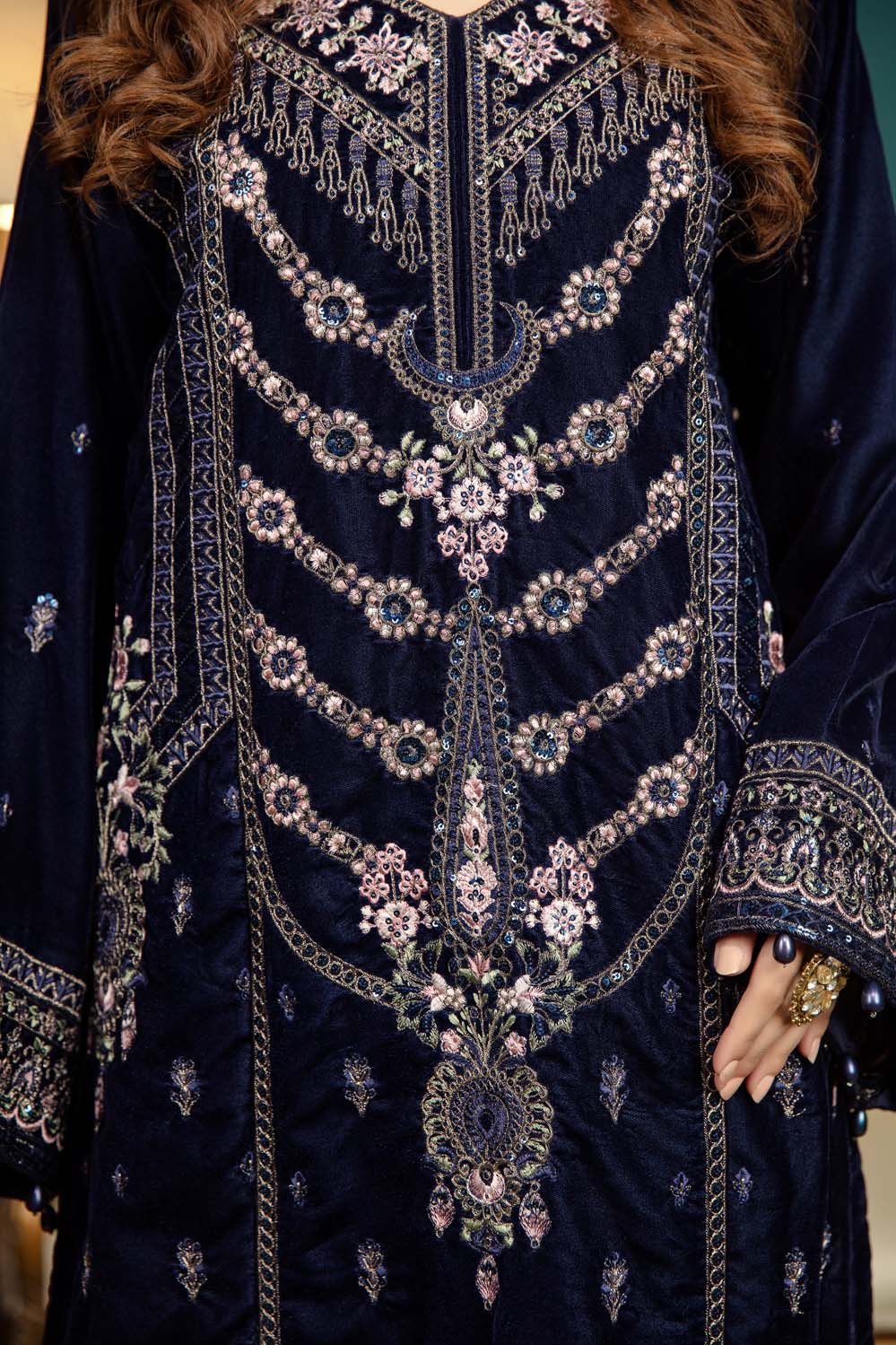 Sarlin - Stitched Embroidered Velvet 2PC
