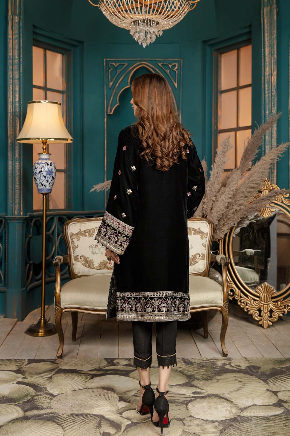 Piled - Stitched Embroidered Velvet 2PC