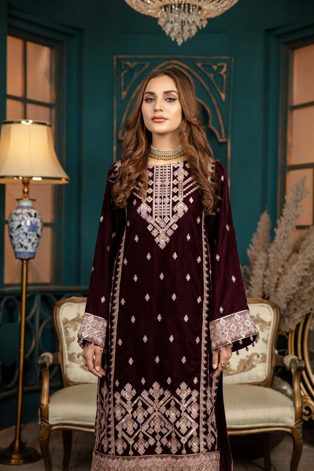 Anemone - Stitched Embroidered Velvet 2PC