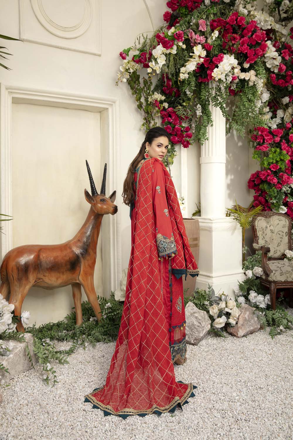 Crimson - Schiffli Embroidered Lawn (3PC)