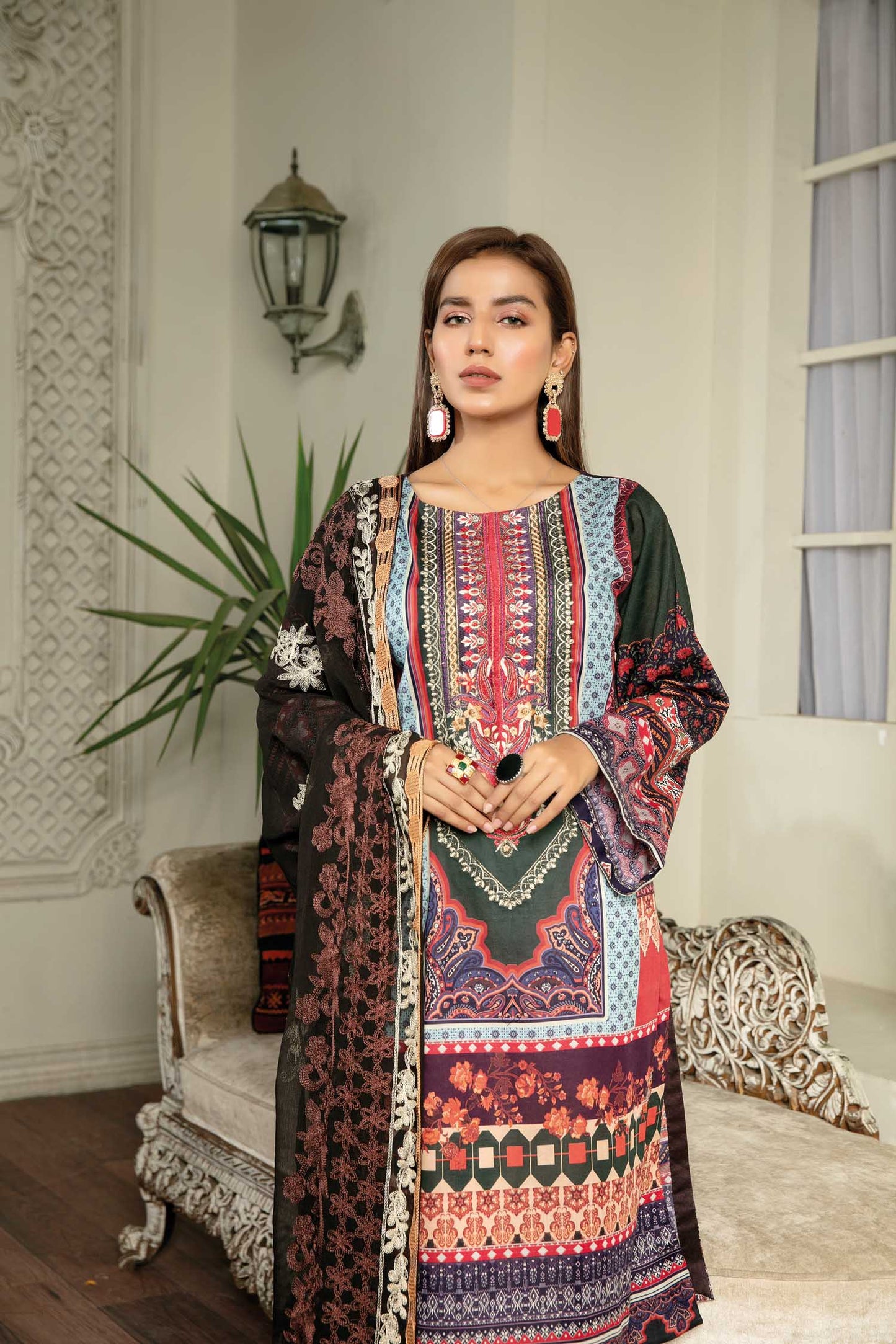 Eye Graze - Digital Printed & Embroidered Lawn 3 piece