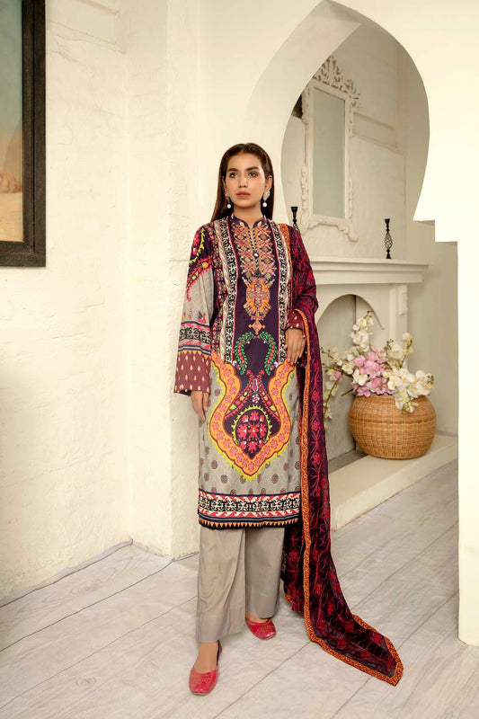 Gracia - Digital Printed & Embroidered Lawn