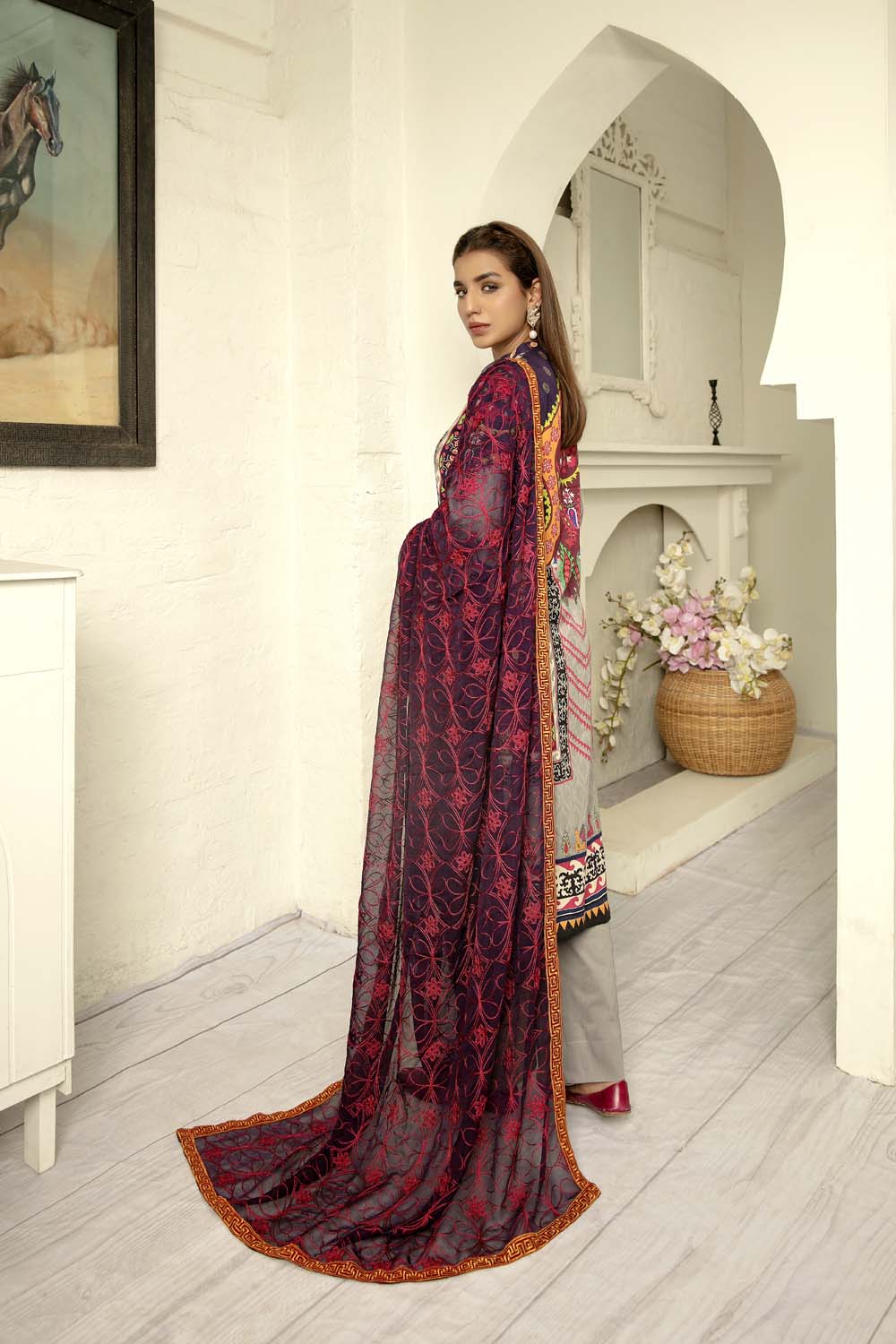 Gracia - Digital Printed & Embroidered Lawn