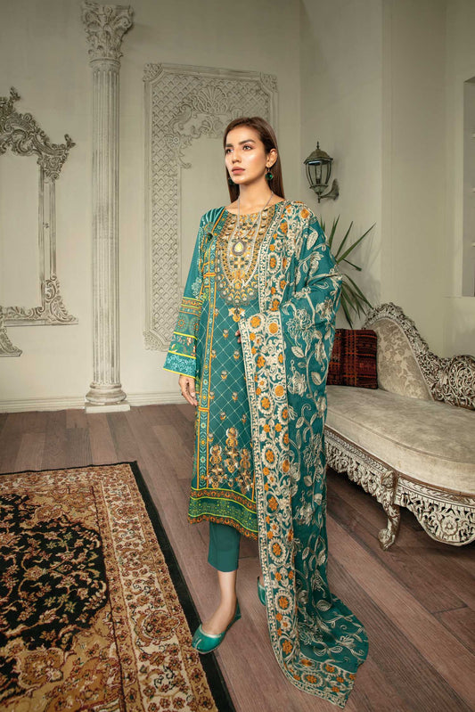Gorgeous Green - Digital Printed & Embroidered Lawn 3PC