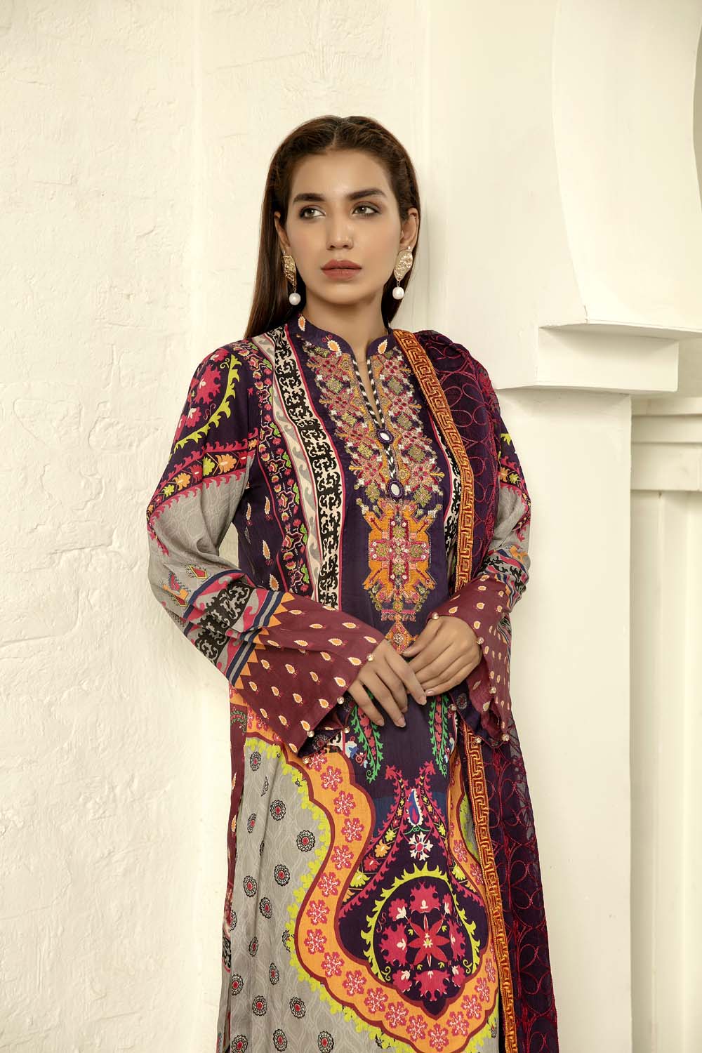 Gracia - Digital Printed & Embroidered Lawn
