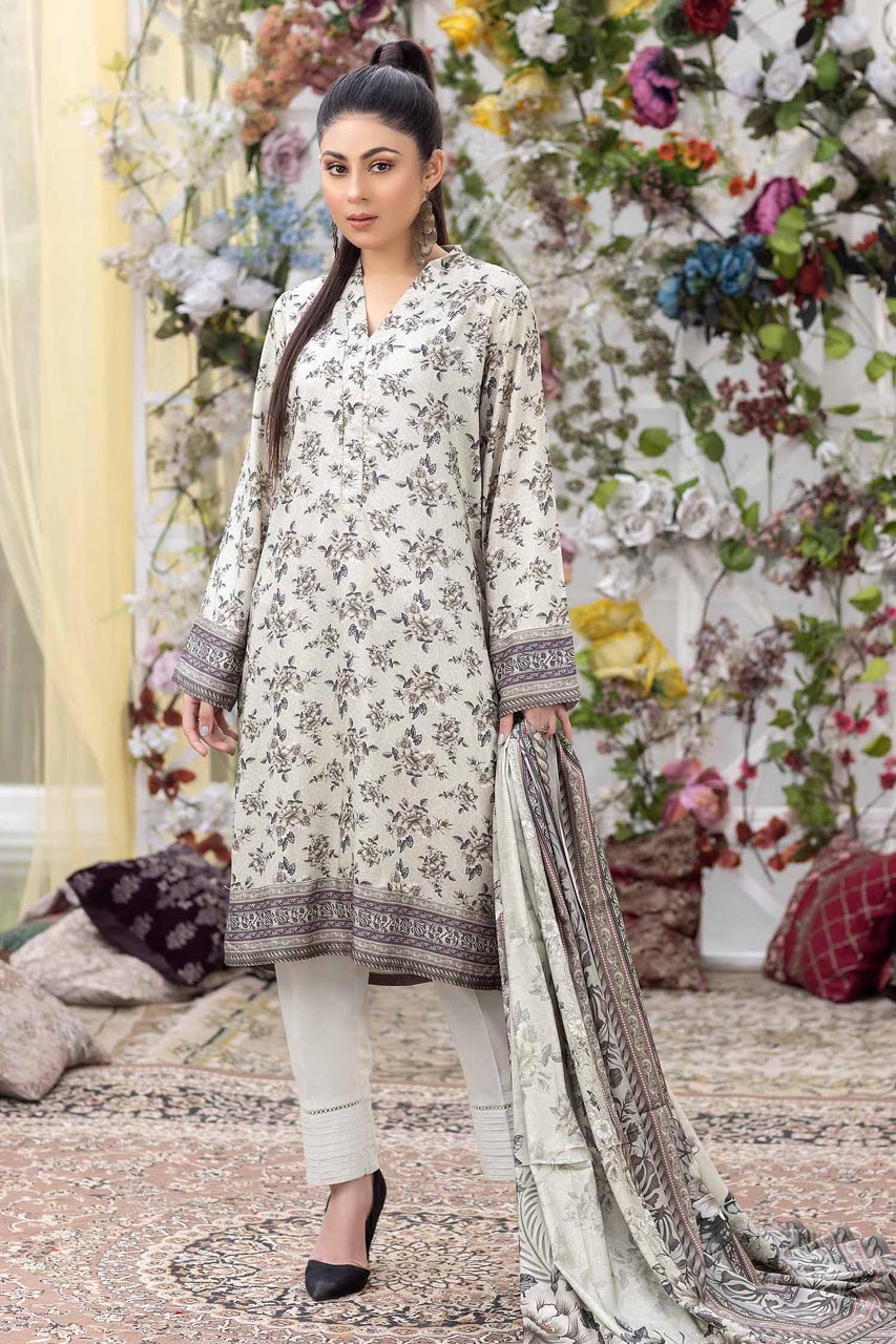 Light Glitter - Stitched Digital Printed Linen 3PC