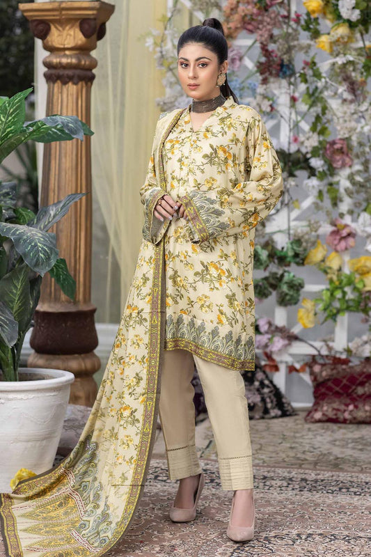 Ivory - Stitched Digital Printed Linen 3PC