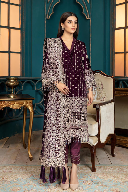 Daylily - Embroidered Velvet 3 piece