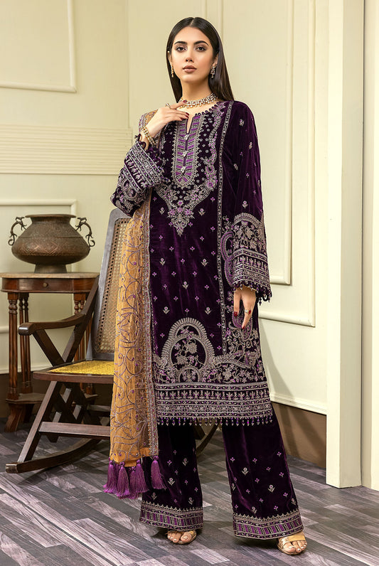 Palm Swill - Embroidered Velvet 3PC