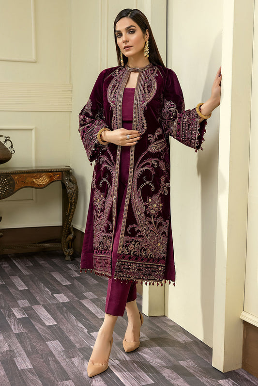 Scabiosa-B - Embroidered Velvet 3PC