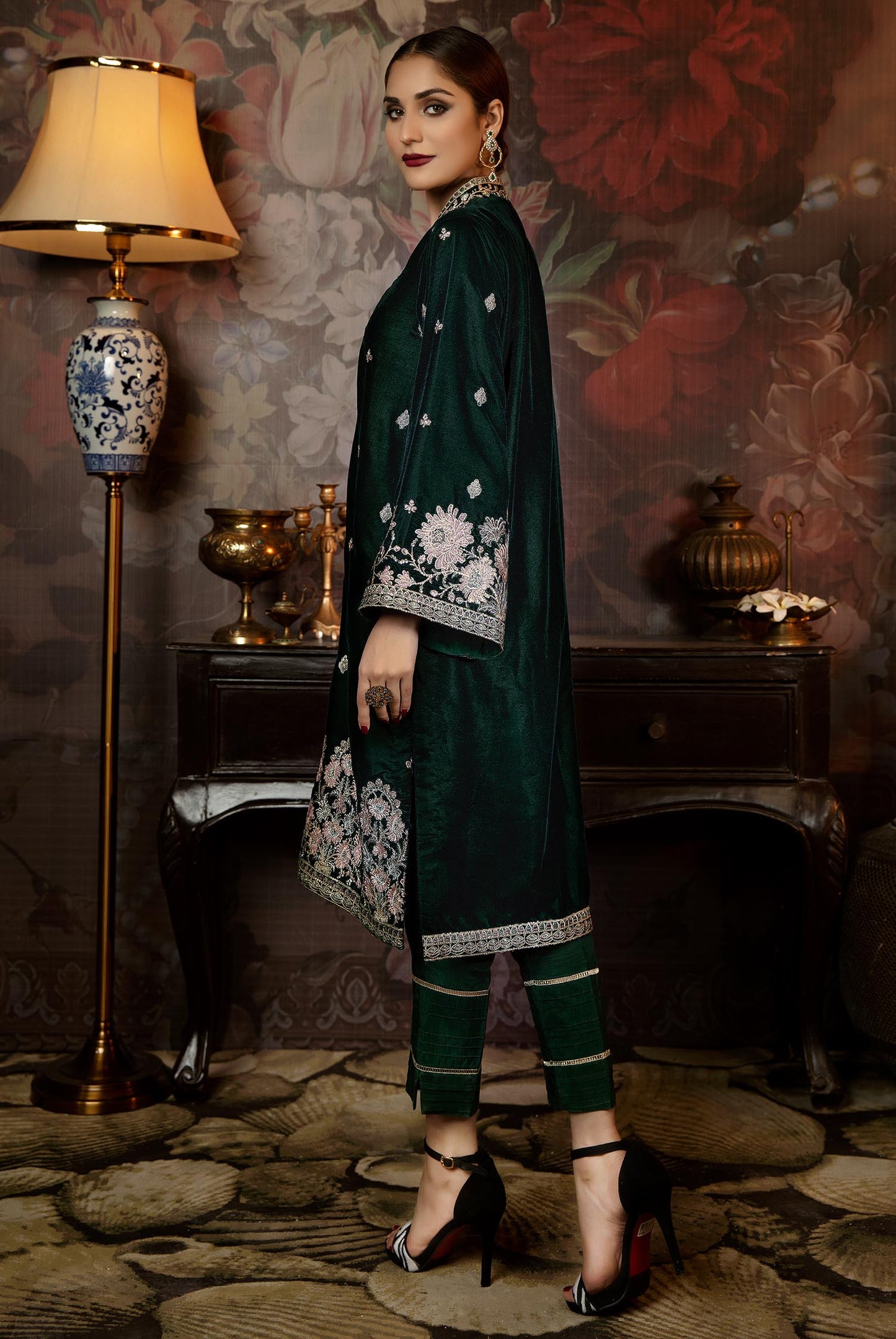 Florian - Embroidered Velvet 2PC Stitched