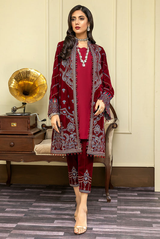 Diantus-B - Embroidered Velvet 3PC