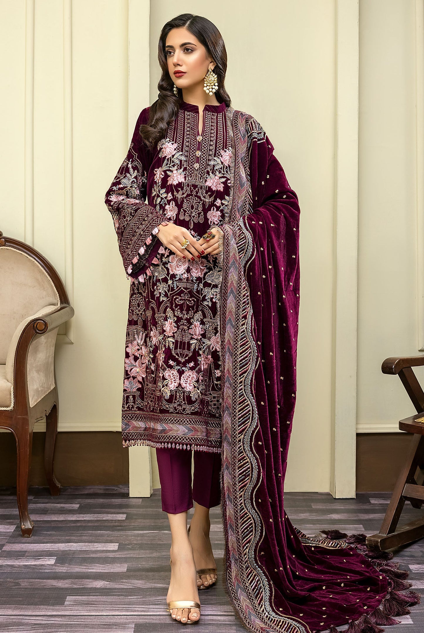 Calendula - Embroidered Velvet 3PC