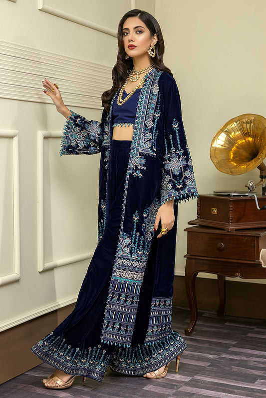 Cushion-B - Embroidered Velvet 3PC