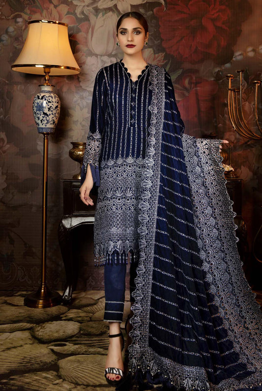 Dwarf Iris - Embroidered Velvet 3 Piece unstitch