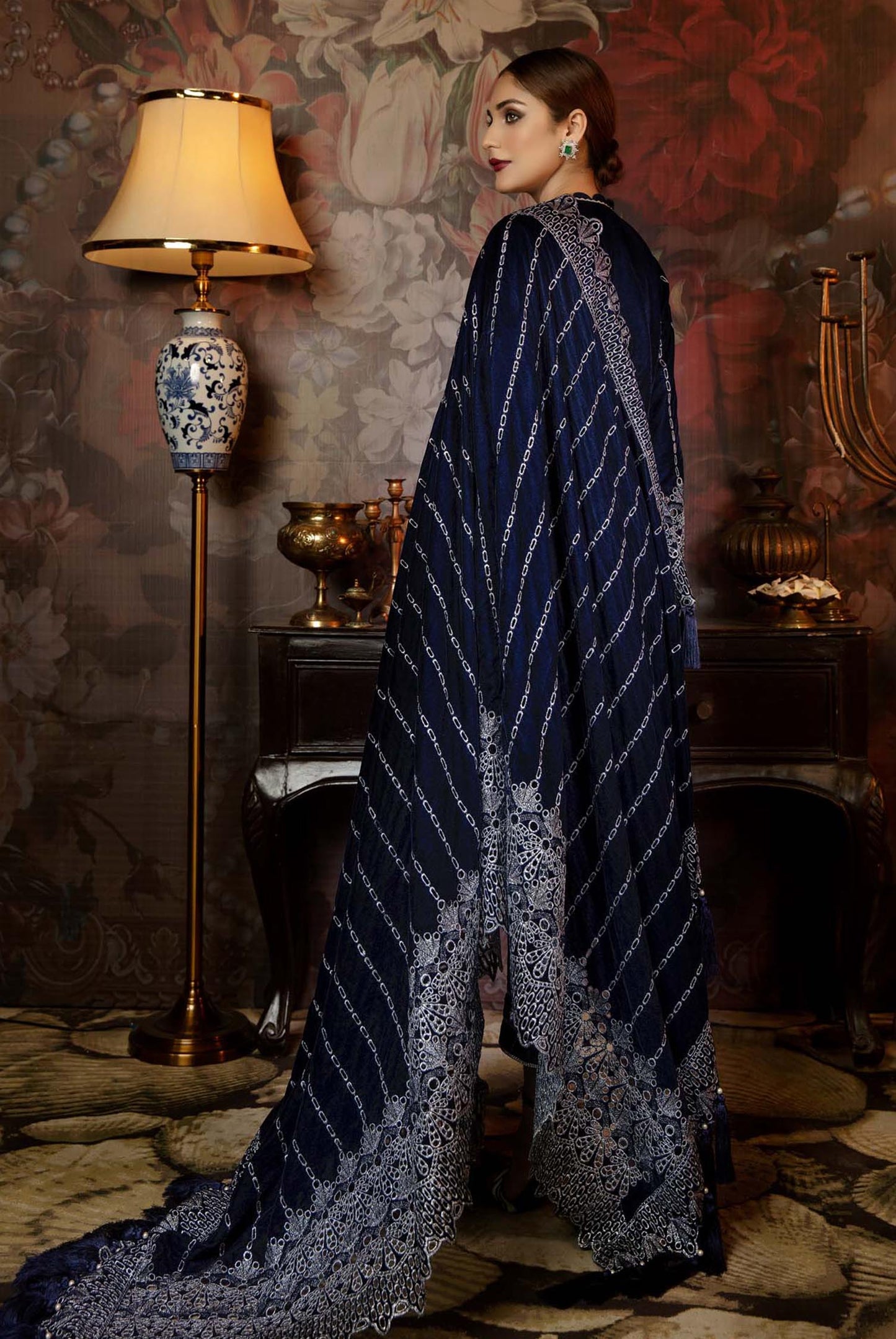 Dwarf Iris - Embroidered Velvet 3 Piece unstitch