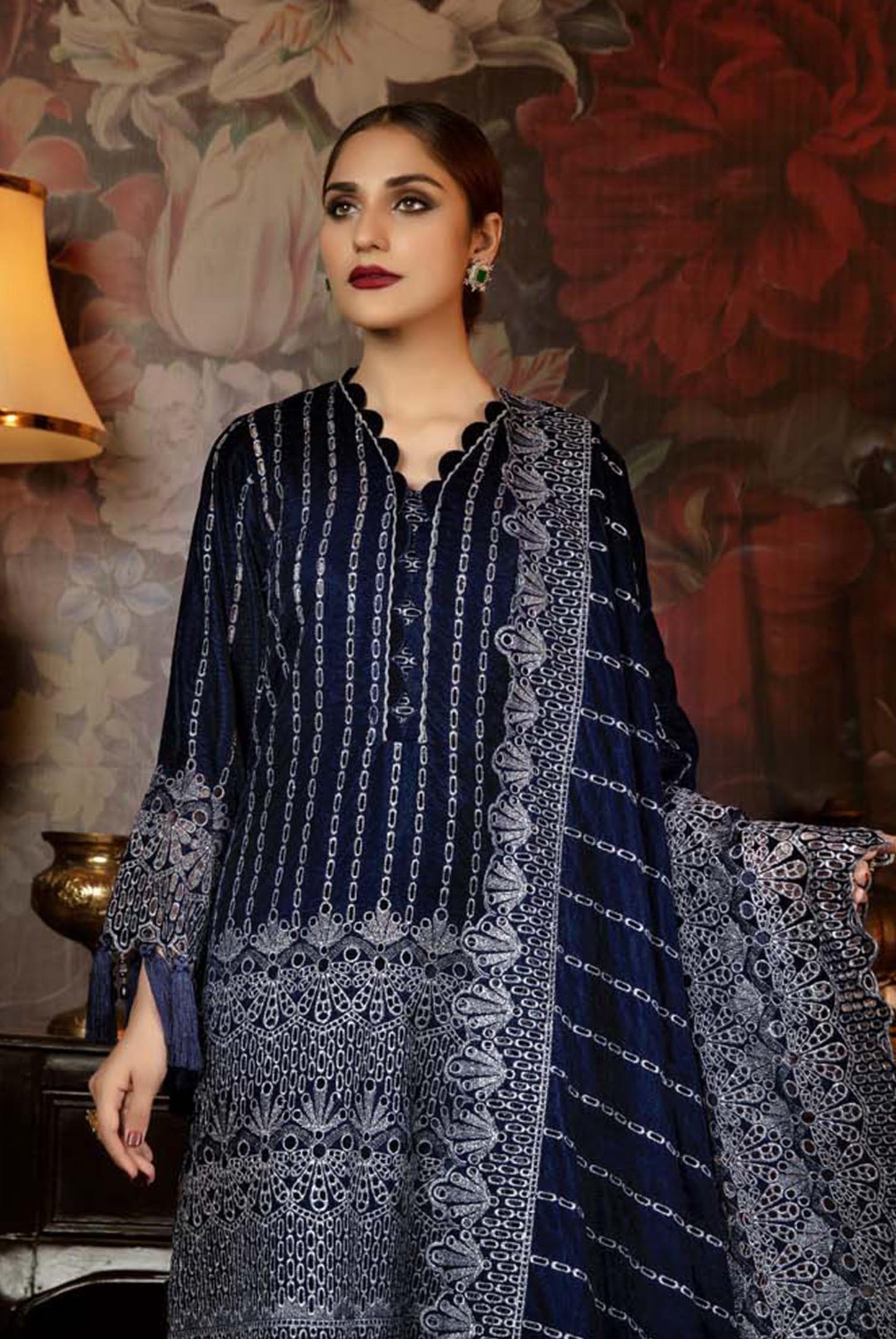 Dwarf Iris - Embroidered Velvet 3 Piece unstitch