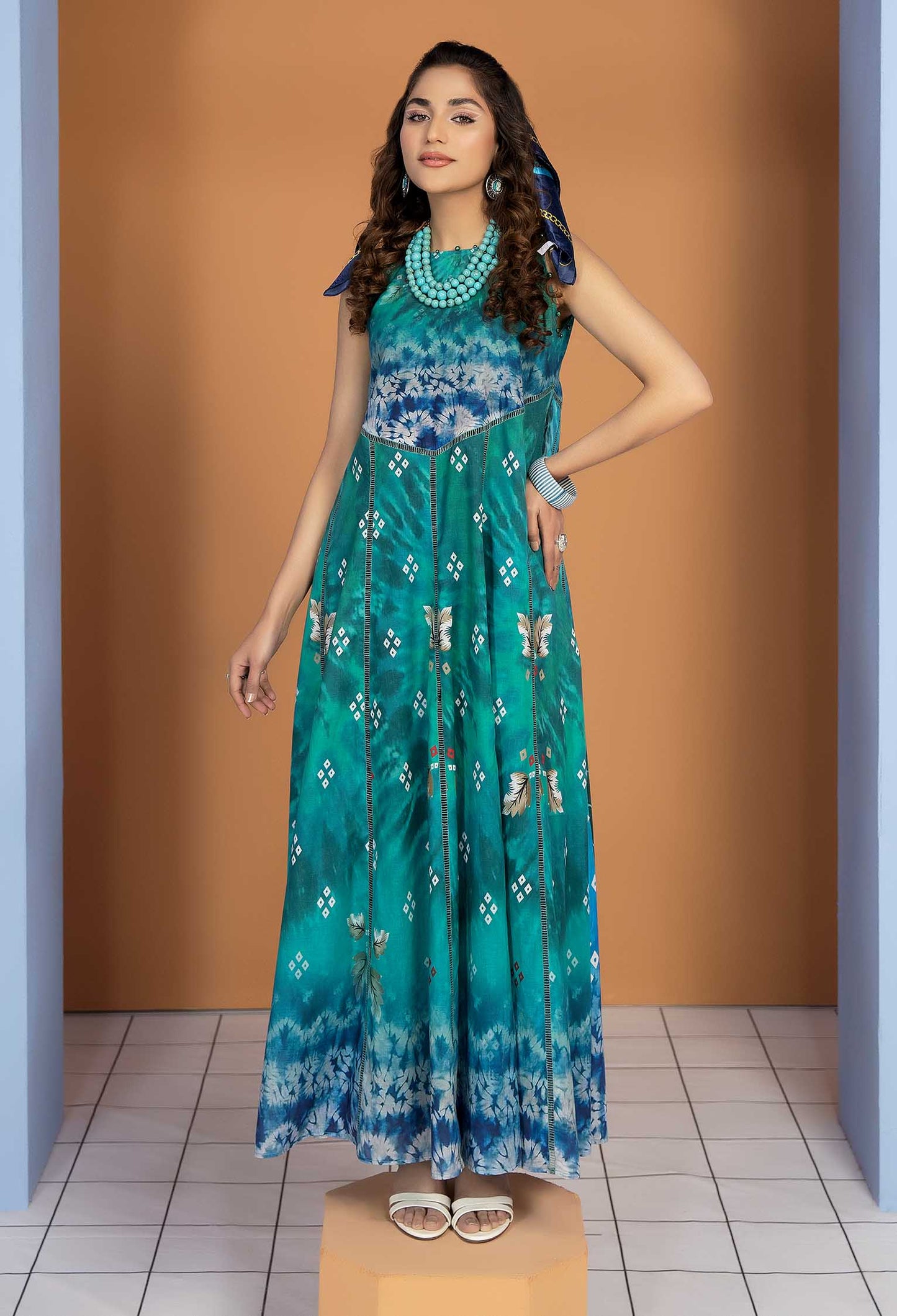 Ocean Blue B - Unstitch Lawn Kurti