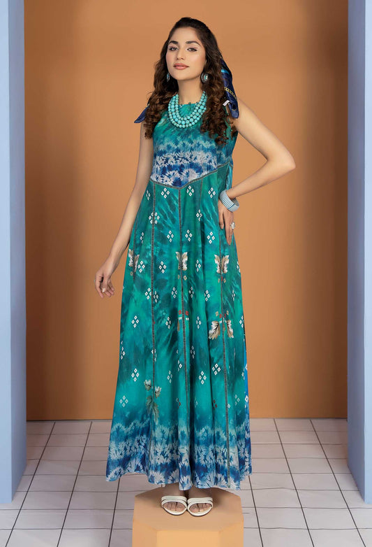 Ocean Blue B - Unstitch Lawn Kurti