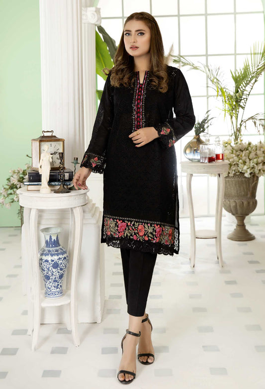Clay Black - Embroidered Stitch Chikankari Shirt