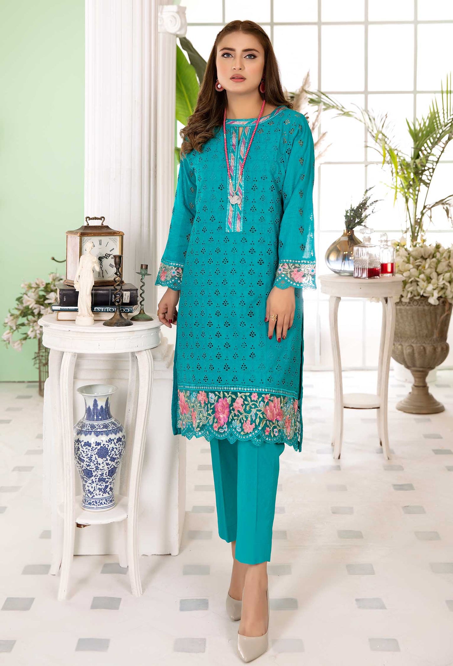 Mauve - Embroidered Stitch Chikankari Shirt