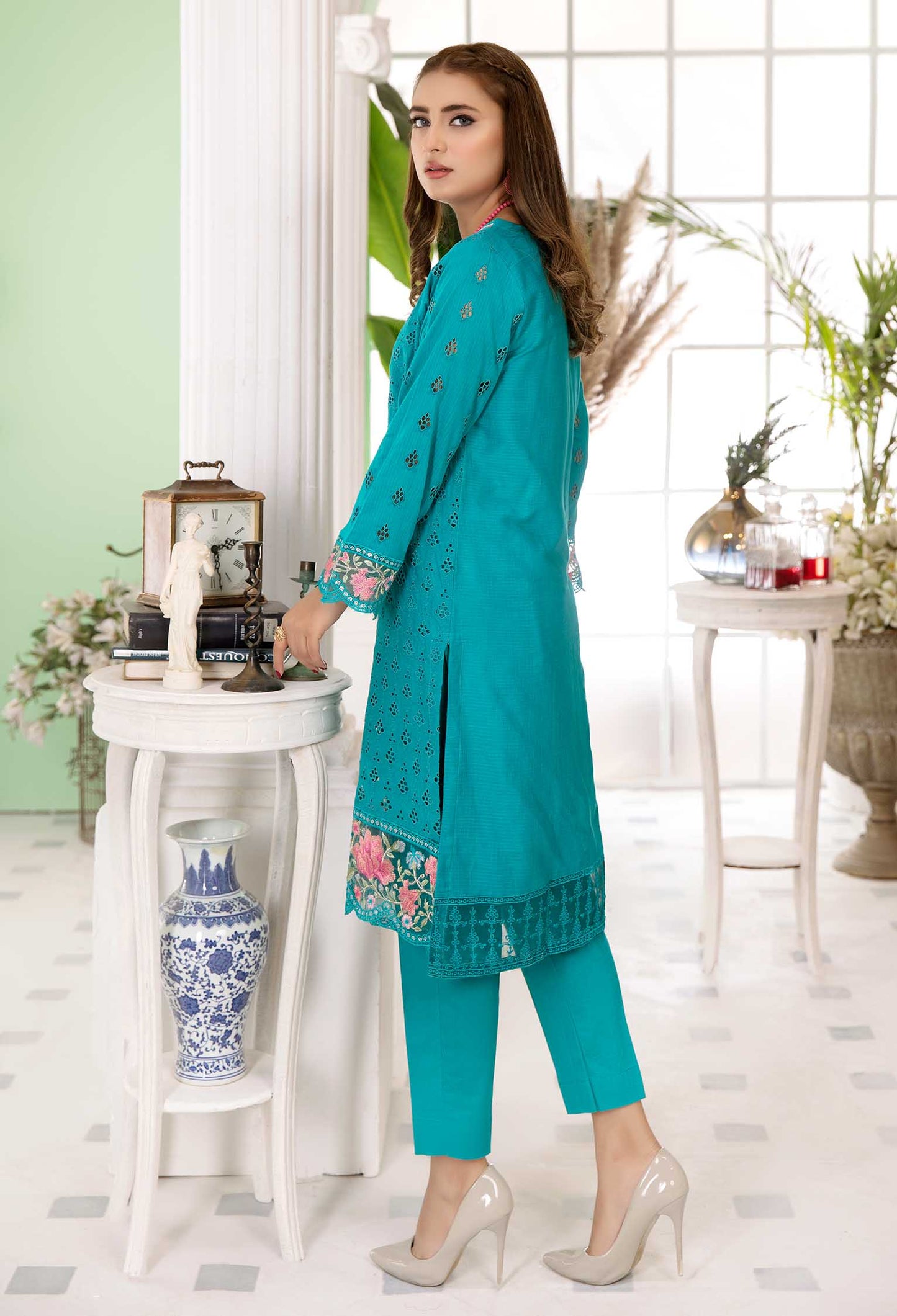 Mauve - Embroidered Stitch Chikankari Shirt