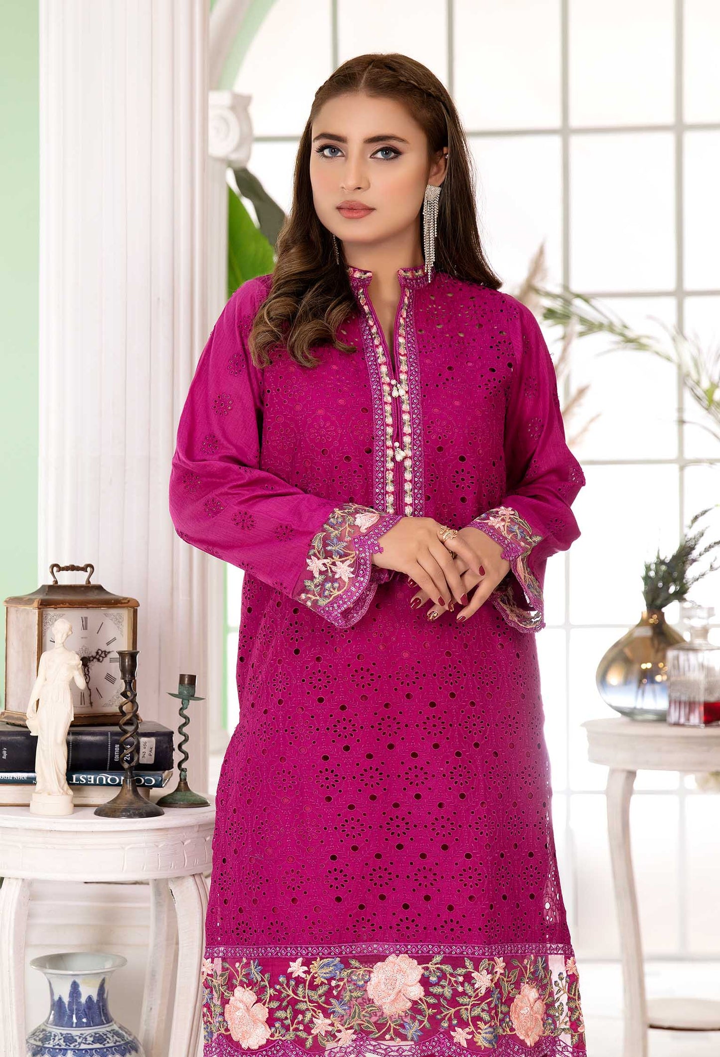 Taffy Pink - Embroidered Stitch Chikankari Shirt