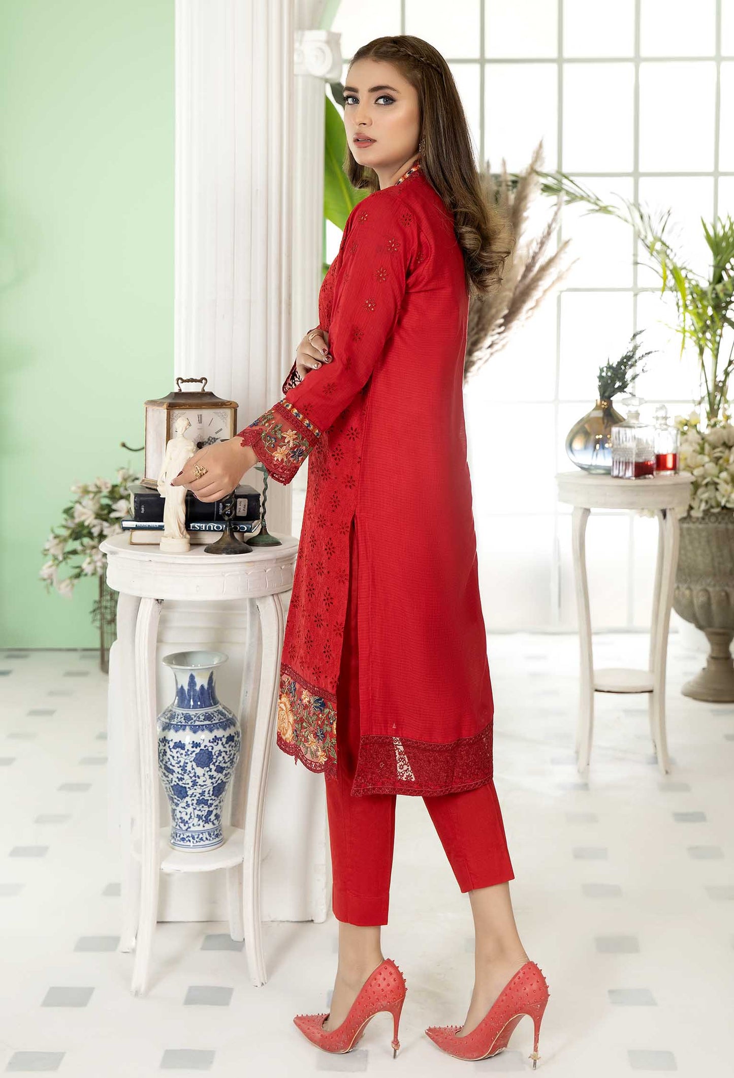 Razzle Berry - Embroidered Stitch Chikankari Shirt