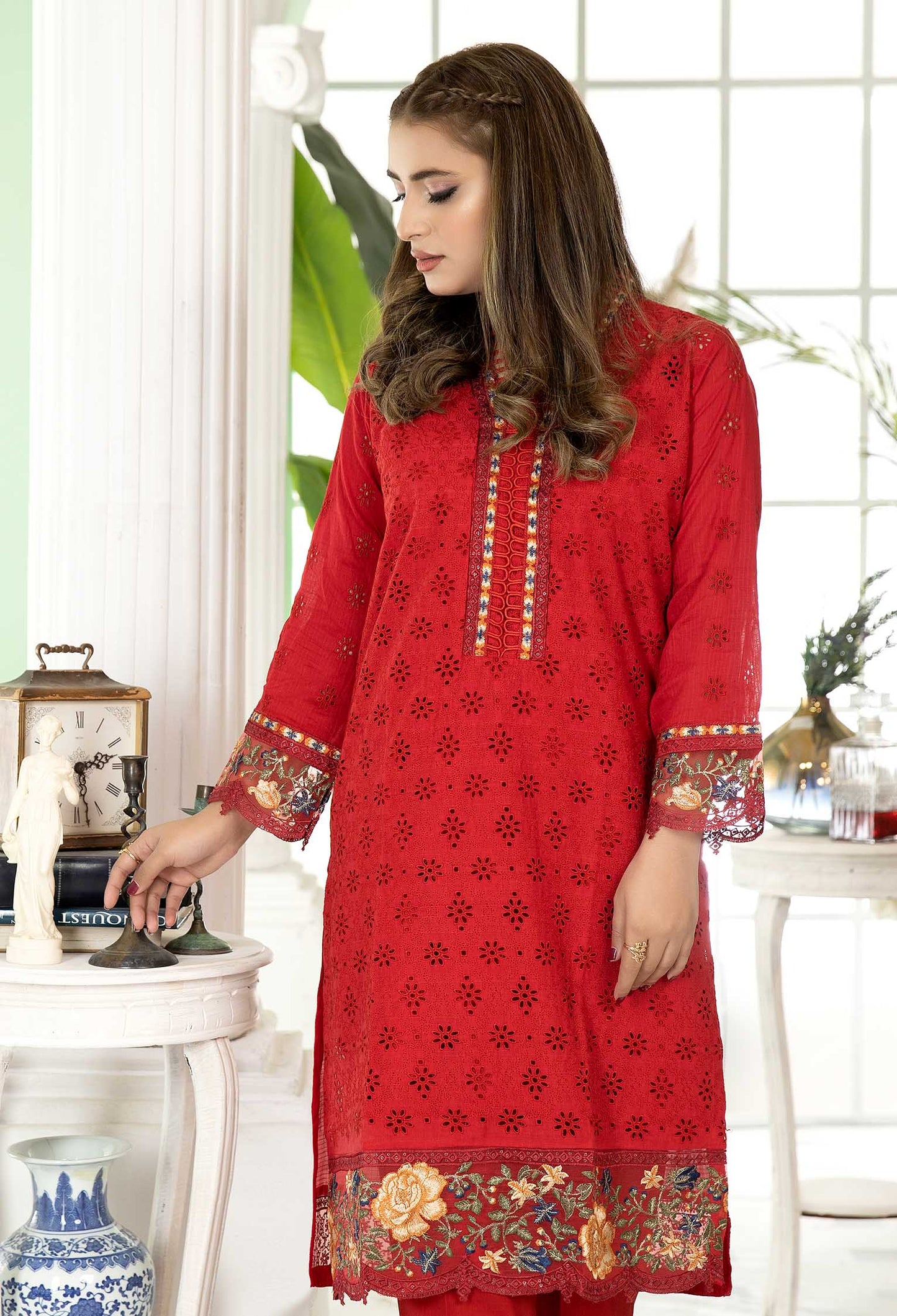 Razzle Berry - Embroidered Stitch Chikankari Shirt